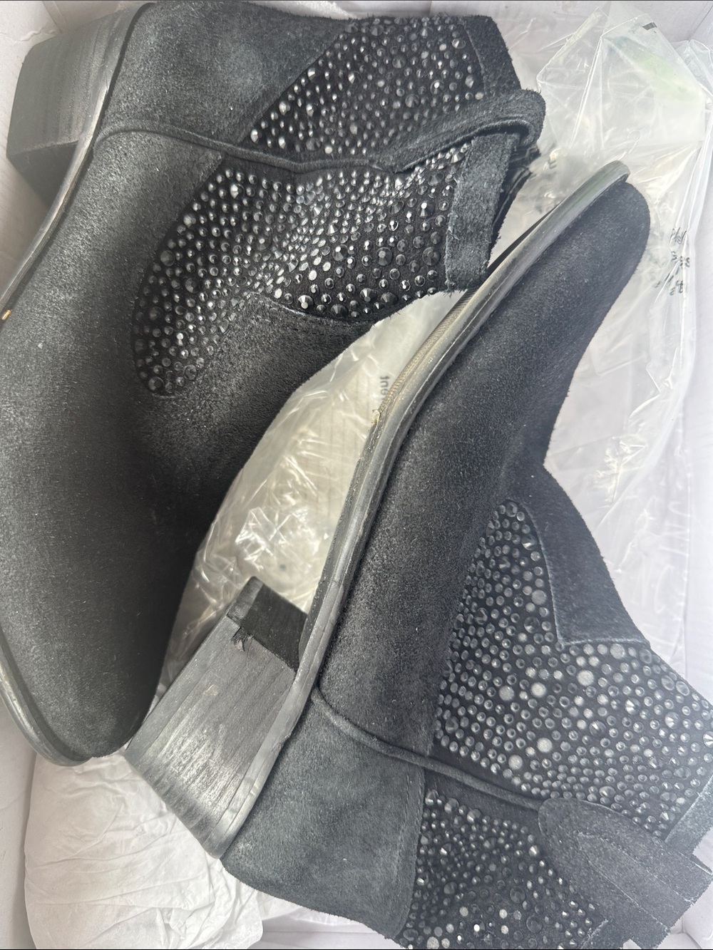INC International Concepts Black Suede Ankle Booties with Stud Detailing